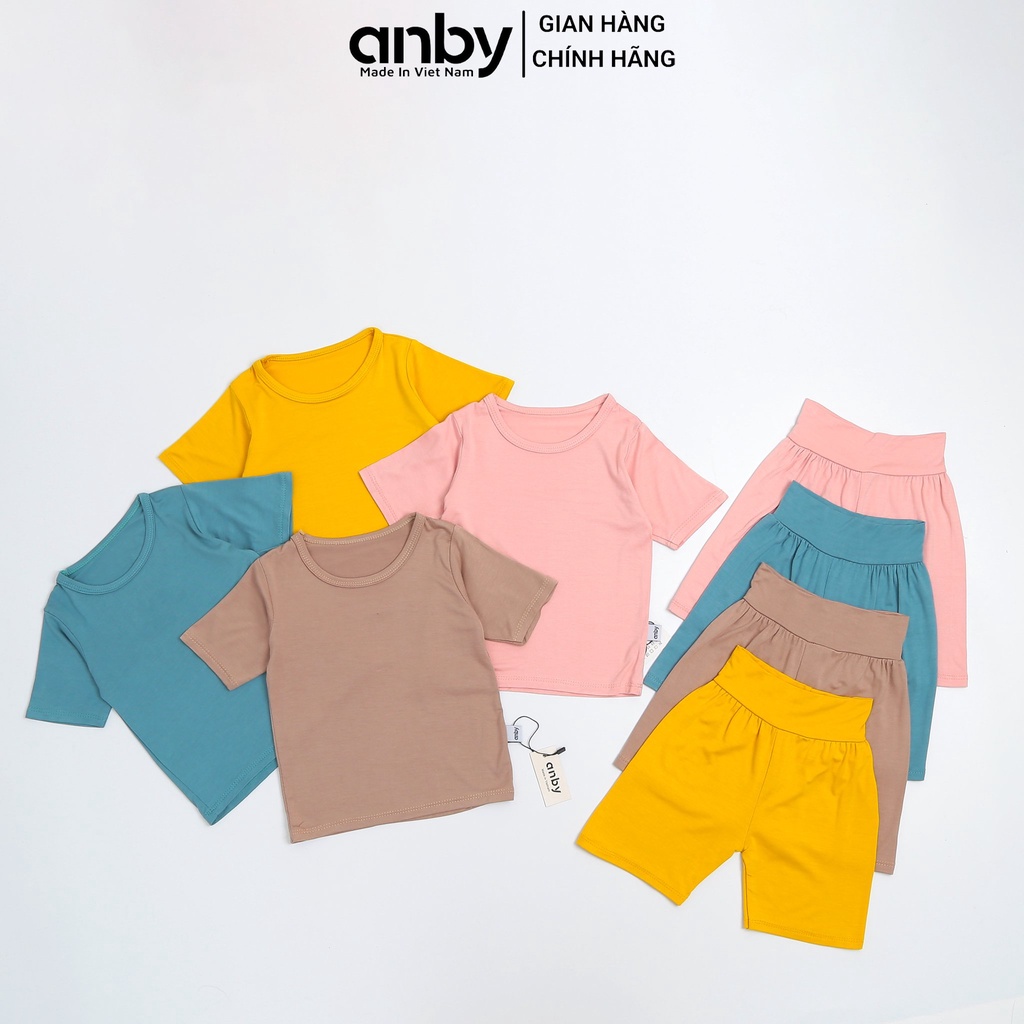 Quần áo trẻ em ANBY cho bé từ 1 đến 5 tuổi cộc tay thun lạnh màu trơn dễ mặc thích