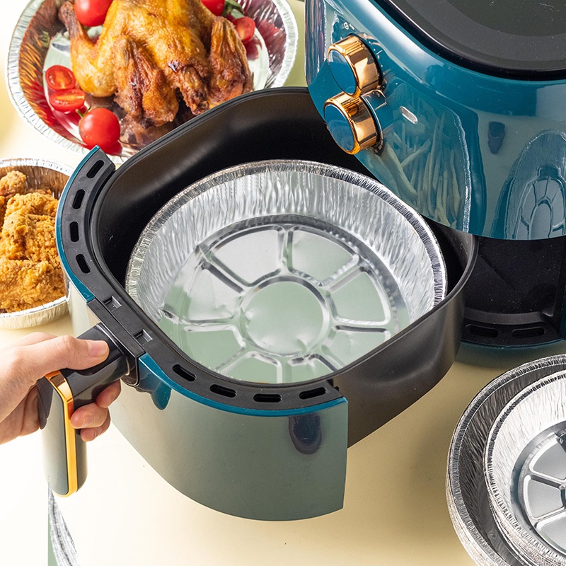 Giấy Bạc Lót Nồi Chiên Không Dầu (Set 10), Đĩa bạc, Đĩa giấy bạc đường kính 18cm - Max Siêu thị tiện ích