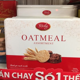 Bánh yến mạch vị socola OATMEAL hộp sắt 368g