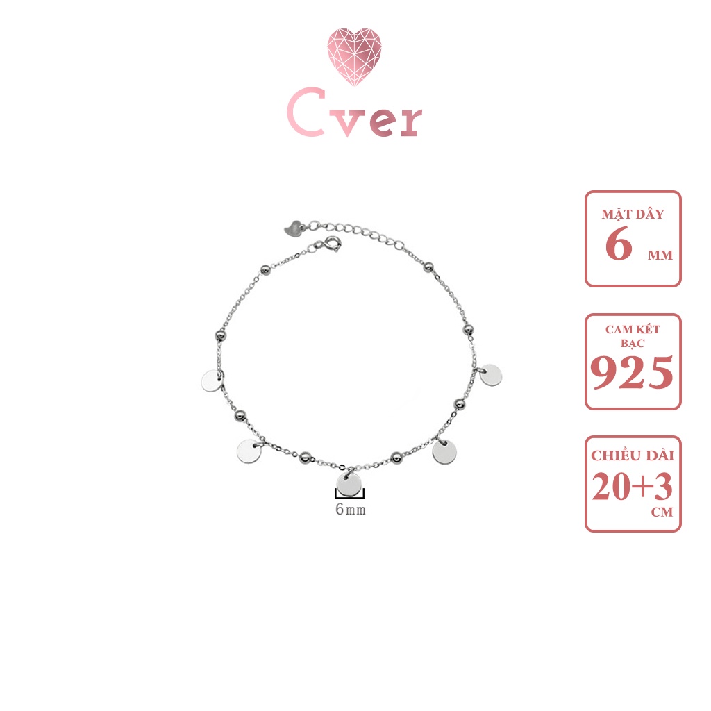 Lắc chân bạc Cver SilverS925 thiết kế mặt bạc tròn, tua rua xinh xắn LC-B89