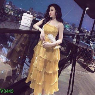 Đầm maxi váy tầng voan lụa cao cấp