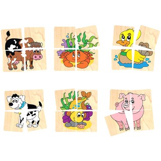 Ghép hình 10 con vật winwintoys 64392- đồ chơi gỗ thông minh an toàn cho bé