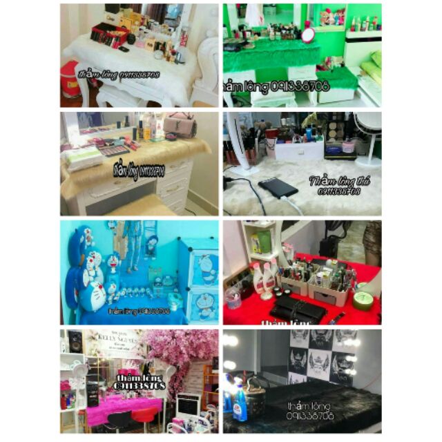 Thảm lông trải bàn makeup