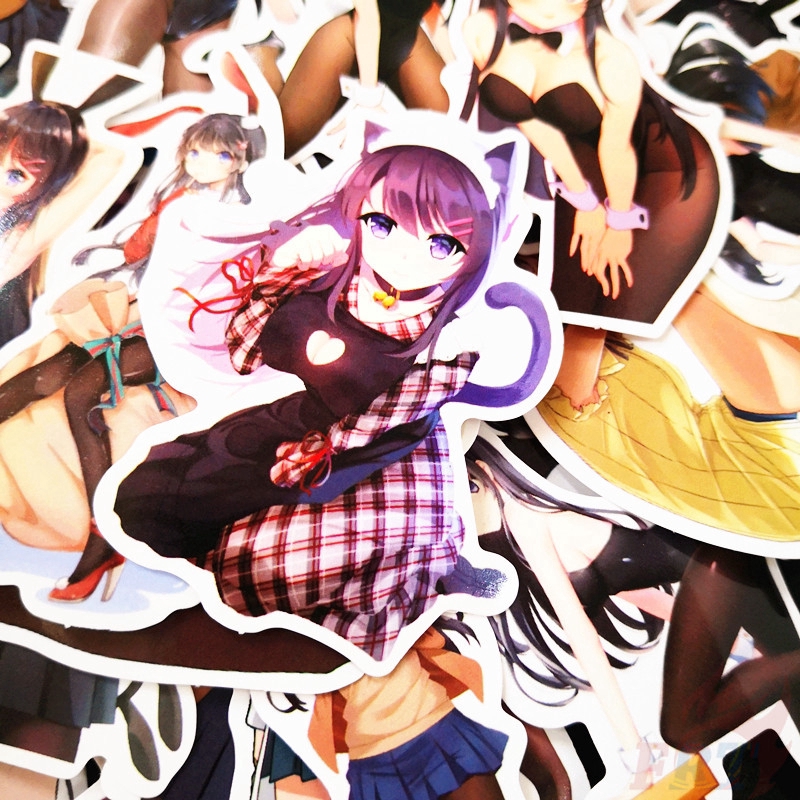 Bộ 50 miếng hình dán họa tiết Sakurajima mai chủ đề số 02 kiểu dáng thời trang DIY