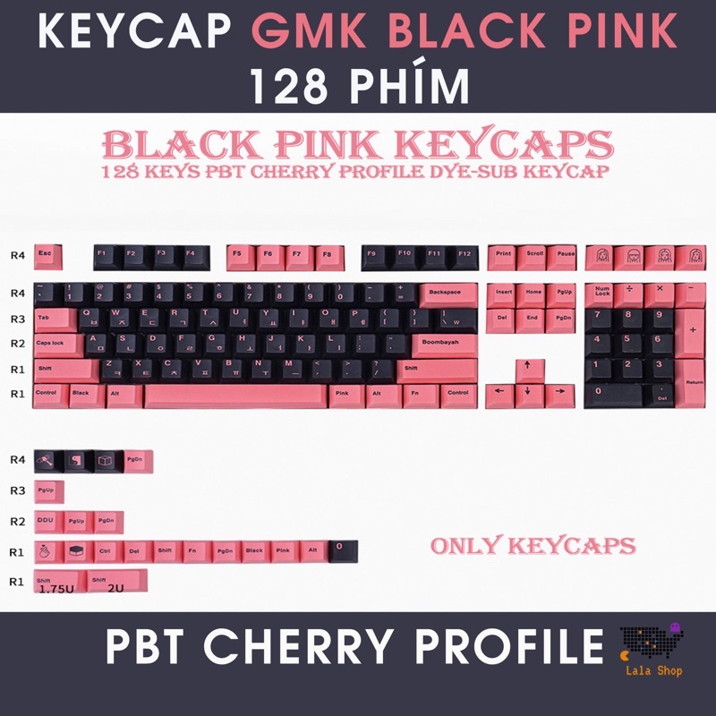 [Mã 33ELSALE hoàn 7% đơn 300K] SET KEYCAP GMK BLACKPINK 128 PHÍM CHO BÀN PHÍM CƠ