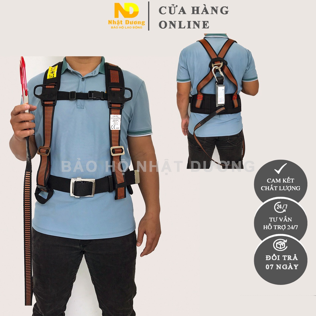 Dây đai an toàn bán thân 1 móc nhôm có giảm xóc BT03, Dây bảo hộ lao động Nhật Dương trèo leo làm việc trên cao