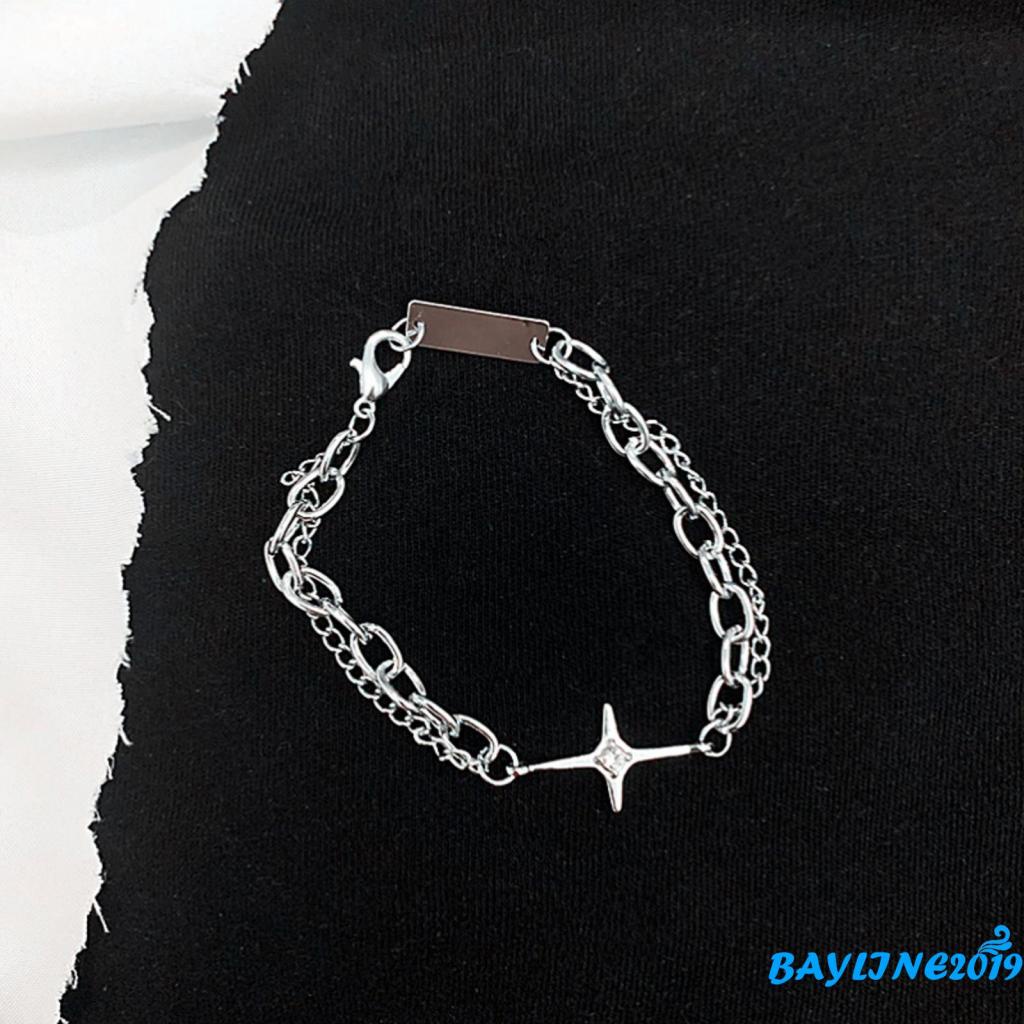 Vòng tay chữ thập đính đá phong cách hip hop thời trang cá tính có thể điều chỉnh kích cỡ