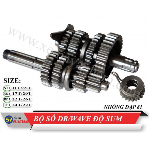 Bộ số đấu Dream / Wave chính hãng Sum Racing + nhông dò đạp 81 ZIN theo xe