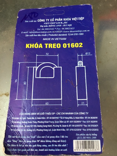 Khoá treo Việt Tiệp