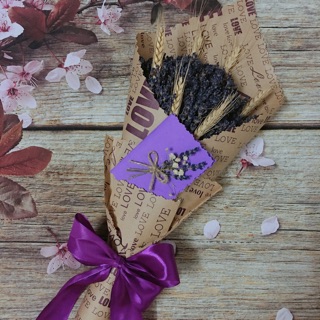 Bó hoa Lavender 200 cành true mix Lúa mạch kèm thiệp (Như hình)