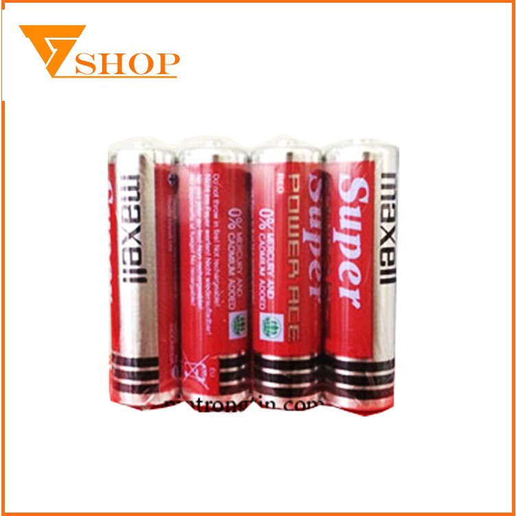 1 vỉ pin AA Maxell chất liệu Cacbon 1.5V chính hãng