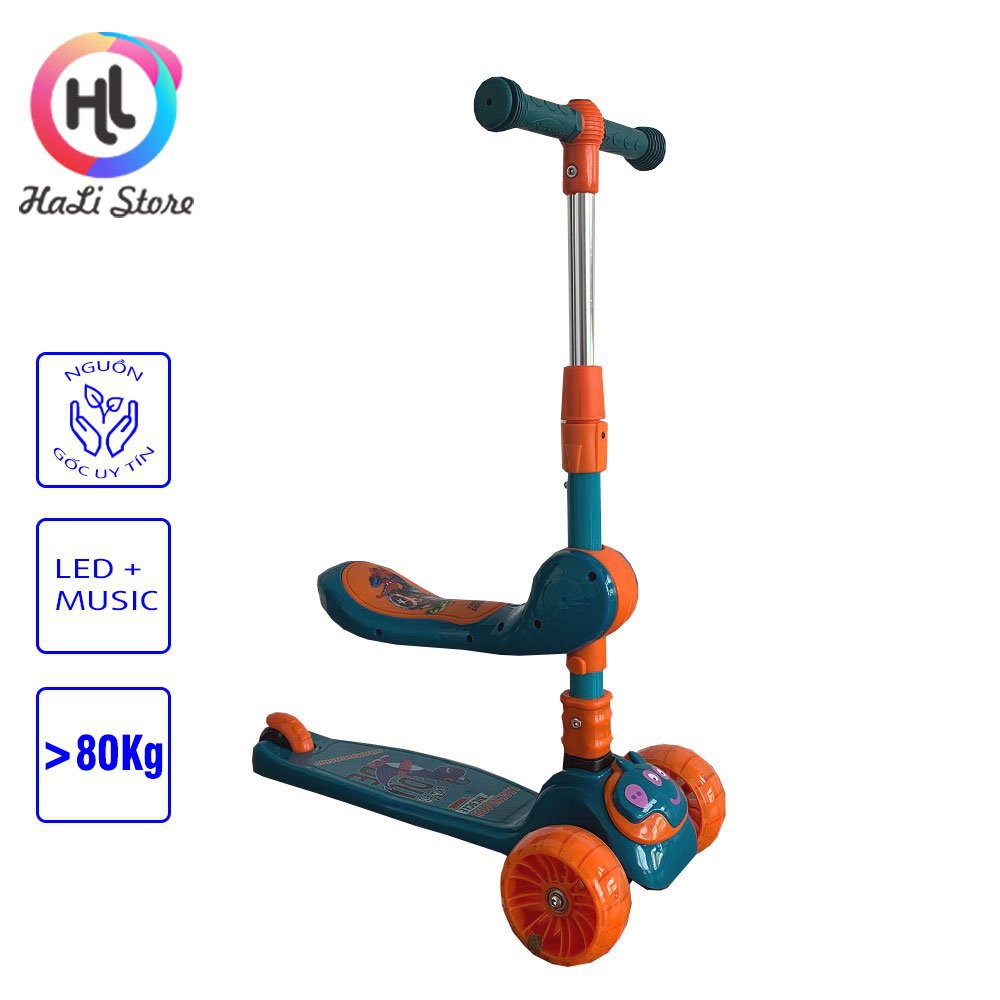 Xe trượt scooter 3 bánh an toàn cho trẻ em , có đèn có nhạc