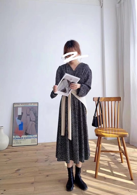 Váy hoa nhí cổ V nhún eo dáng mới siêu tôn dáng Ulzzang style🌸 VKE9133 Hàng Quảng Châu | BigBuy360 - bigbuy360.vn