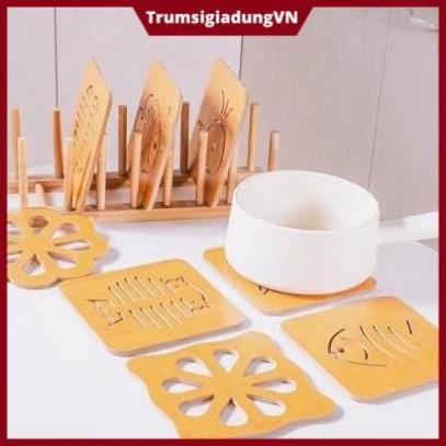 MIẾNG LÓT NỒI ĐÉ BÁT ĐĨA BẰNG GỖ SANG CHẢNH 14,5CM MS88036