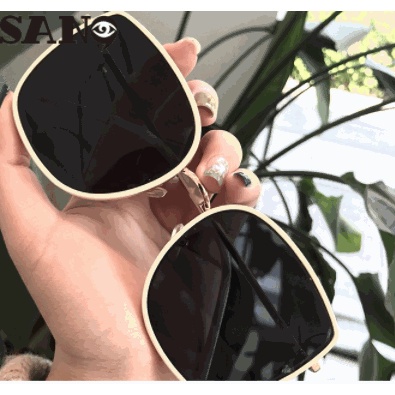Kính Mát Gọng Kim Loại Tròng Vuông Chống Tia UV400 Phong Cách Retro Thời Trang Cho Nữ