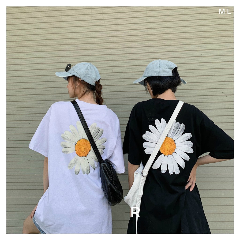 [Mã FASHIONT4WA2 giảm 10K đơn 50K] Áo thun tay lỡ PEACEMINUSONE daisy bông cúc form rộng couple nam nữ UNISEX