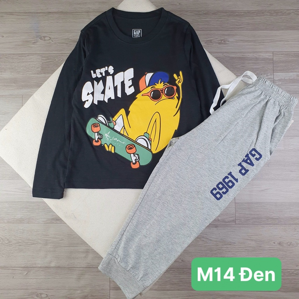 Bộ dài bé trai vải xuất G.ap Pingbong in hoạt hình khủng long xe đua cho bé trai 2-12T