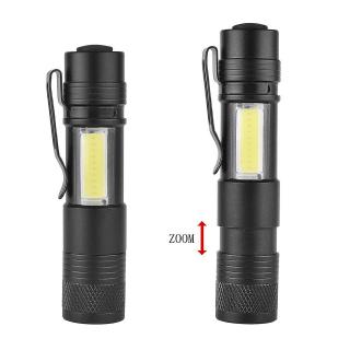6000LM XPE+COB LED Flashlight 4 Mode Zoomable Clip Torch Light Penlight