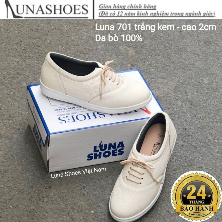 Giày slip on nữ LUNASHOES (701) giầy lười tăng chiều cao - Chất liệu da bò 100% đi êm trung niên cho mẹ