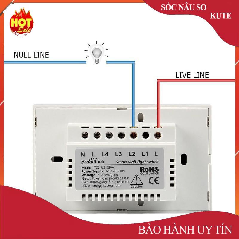 ✔️  công tắc điện, Công tắc cảm ứng điều khiển từ xa Broadlink TC2 US mặt chữ nhật (3 Nút bấm)