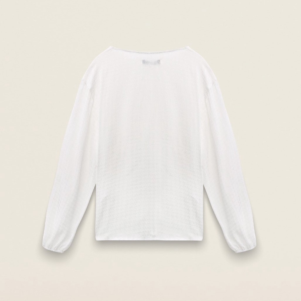 Áo tay dài phối nút cổ V EDINI - A1371