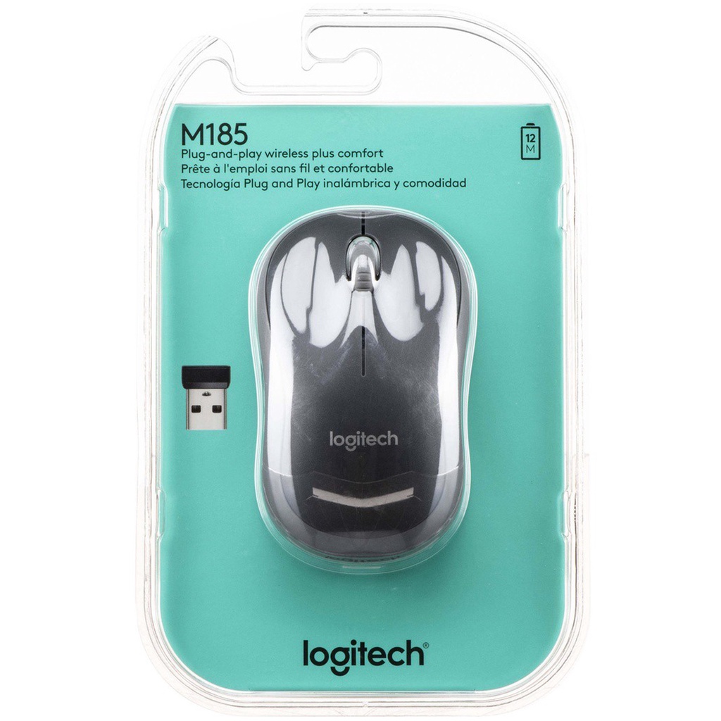 Chuột máy tính không dây, chuột không dây cao cấp Logitech M185 siêu bền - Hàng chính hãng, bảo hành 36 tháng