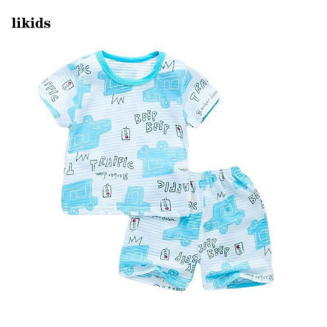 Bộ cotton tăm tre Quảng Châu Likids mùa hè cho bé trai/gái