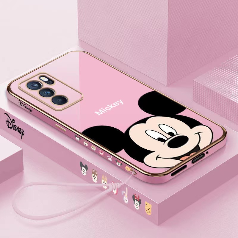 Samsung A01 Note 10 Plus Note 10 Pro Note 10 S10 Plus Note 20 S20 S20 Plus S20 ULTRA S10 S22 ULTRA Straight Edge 90° Electroplating Cartoon Mickey Head Shockproof Phone Case