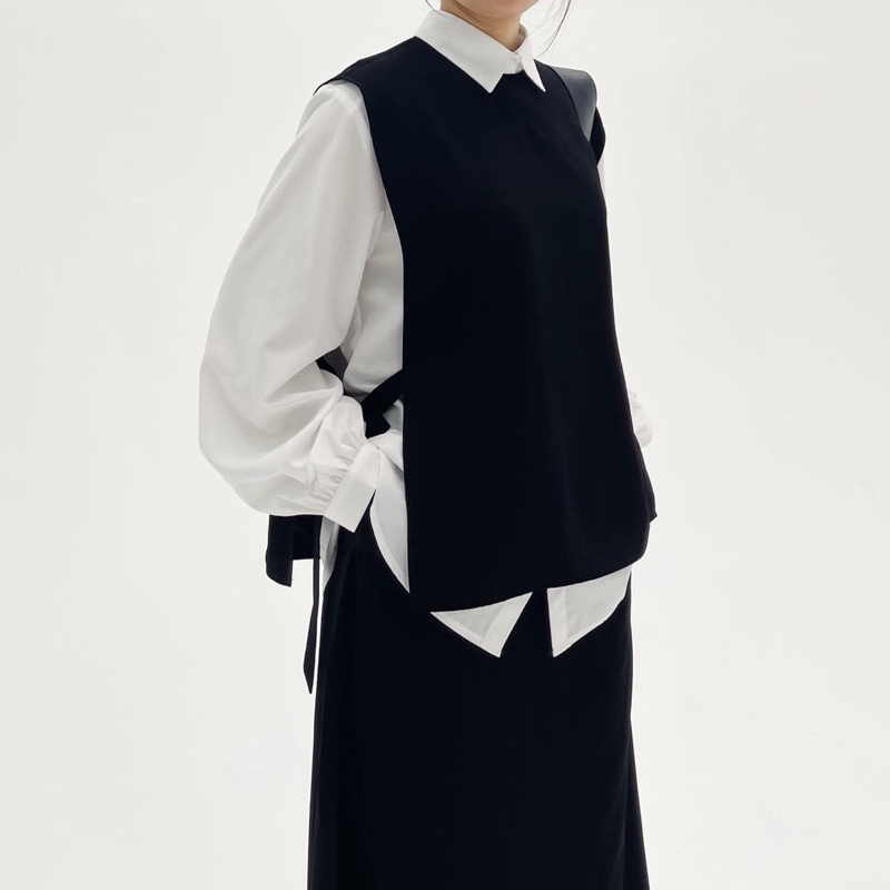 Sét Áo Sơ Mi Trắng Kèm Ghi Lê Thắt Hai Bên Cách Điệu Cực Đẹp (Ảnh thật ở cuối)