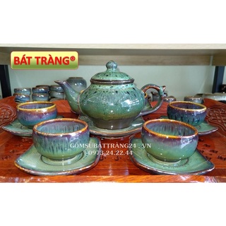 BỘ ẤM TRÀ QUÀ TẶNG ẤM CHÉN SỨ BÁT TRÀNG MÀU ĐẸP