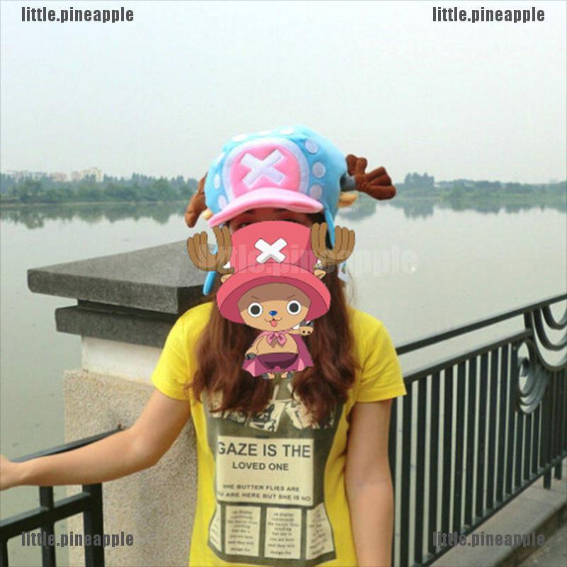Mũ hóa trang nhân vật hoạt hình Tony Chopper bằng vải lông màu xanh dương nhạt dễ thương thời trang mùa đông