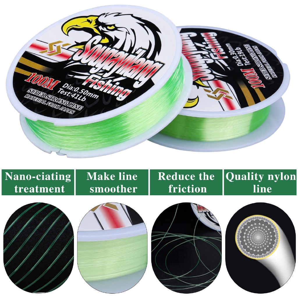 Dây câu cá Sougayilang bằng sợi nylon Monofilament mịn 11-41LB 100M phù hợp cho câu cá nước mặn và nước ngọt