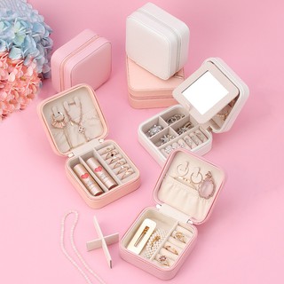 Hộp đựng đồ trang sức nữ trang thời trang nhiều ngăn mini chất liệu da PU sang trọng HL3