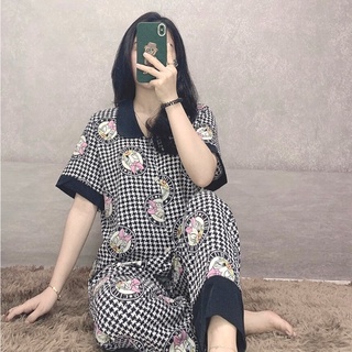 Bộ đồ ngủ Nữ Pyjama cổ sen Mango cao cấp