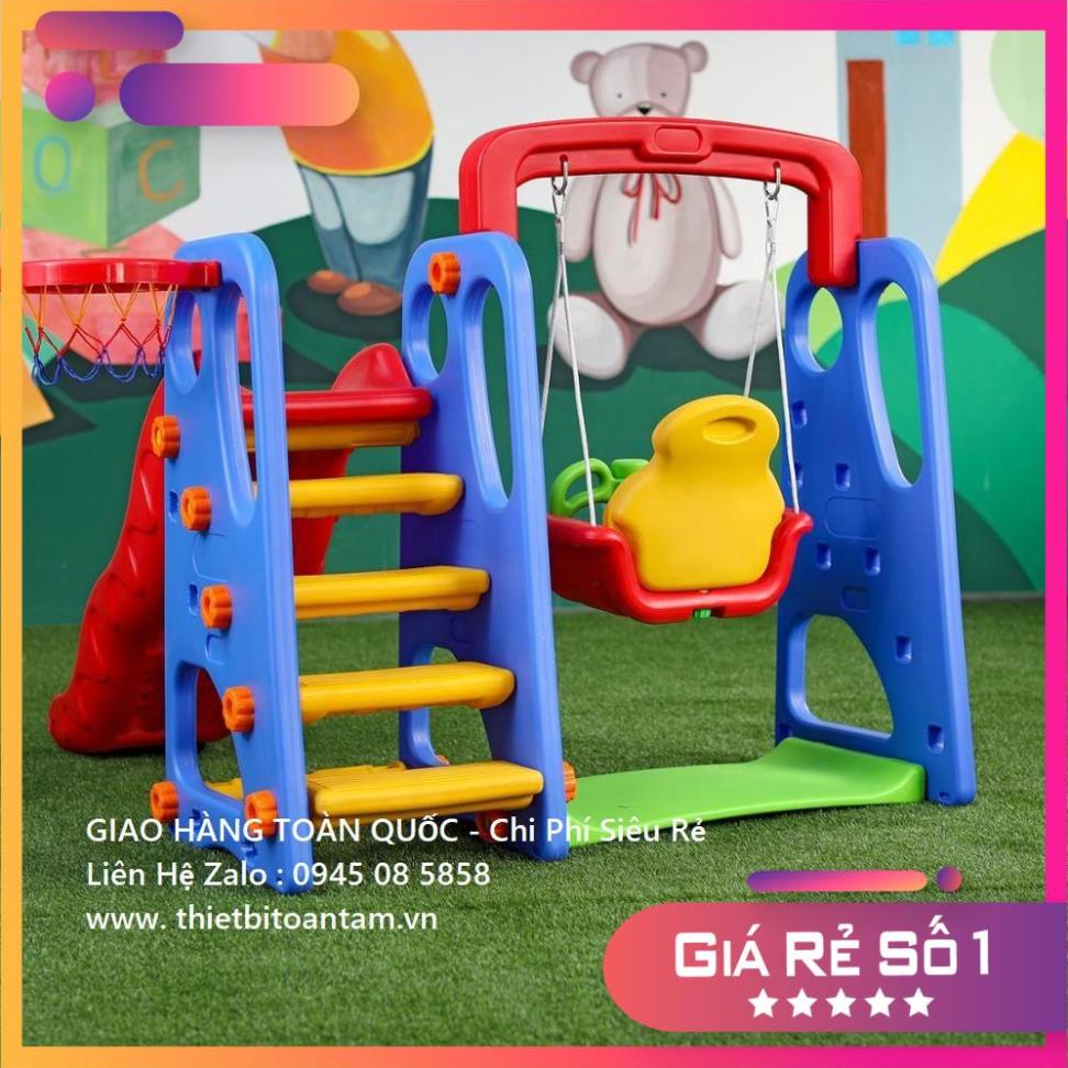Cầu Trượt có xích đu Hàn Quốc trẻ em cho bé có ném bóng rổ