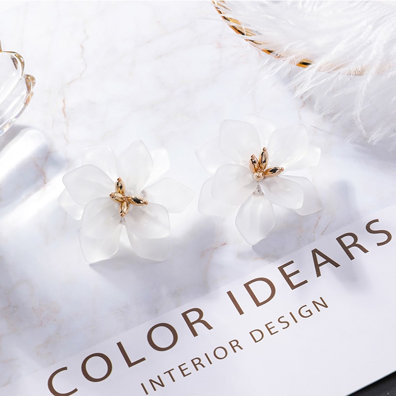 Bông Tai Hình Hoa Lớn Bằng Acrylic 4 Màu Tùy Chọn Phong Cách Vintage Thanh Lịch Thời Trang Cho Nữ OG050