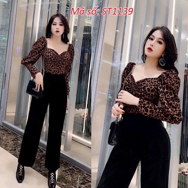 ️#ST1139 Jumpsuit đồ bay dài ống suông phối beo cúp ngực tay phòng màu xinh xắn