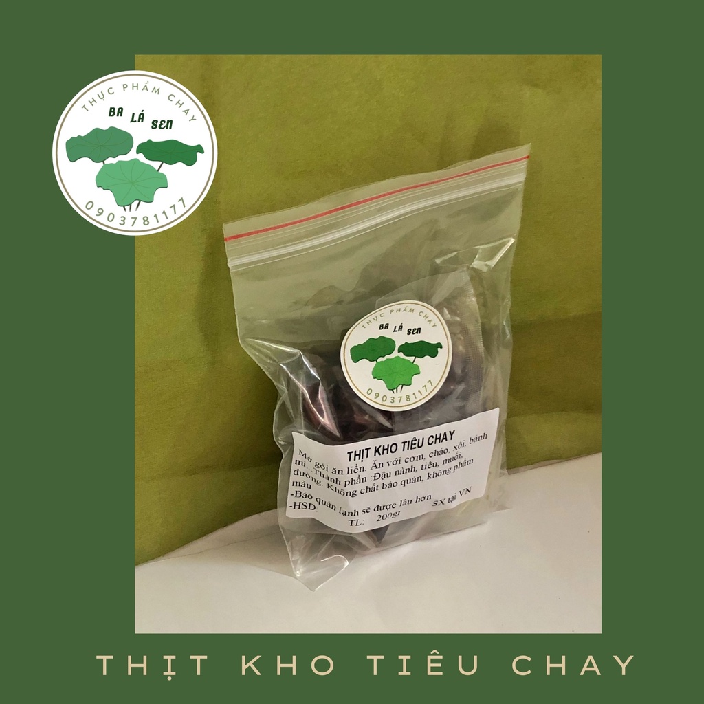 Thịt kho tiêu chay Ba Lá Sen chế biến sẵn bảo quản lâu 200gr