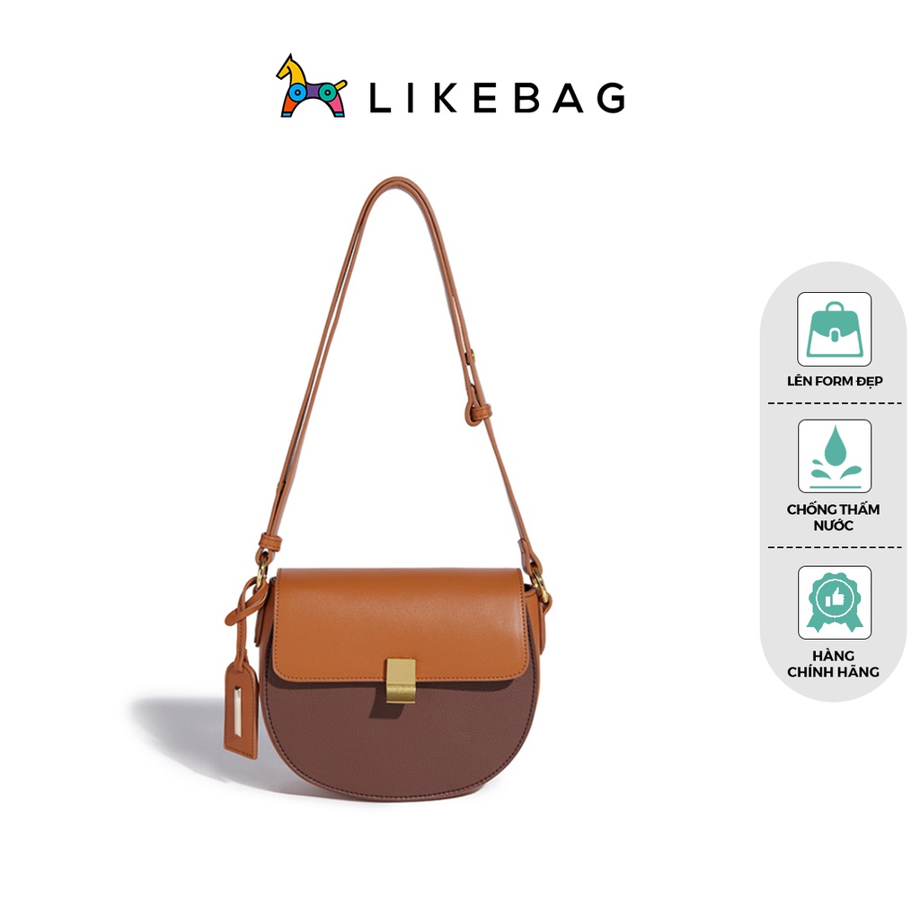 Túi xách nữ đeo chéo LIKEBAG dáng bán nguyệt phối màu thời trang 211XK6936 - LIBAGI