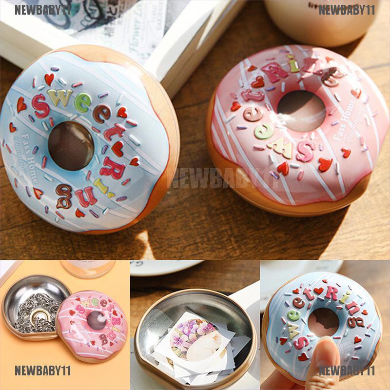 [NEWBABY11] Hộp Thiếc Trưng Bày Trang Sức Hình Bánh Donut