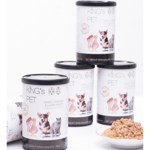 PATE KING PET PATE TƯƠI HỖN HỢP DÙNG ĐƯỢC CHO CẢ CHÓ VÀ MÈO , KHÔNG CHẤT BẢO QUẢN,THỨC ĂN DINH DƯỠNG CHO CHÓ MÈO KING