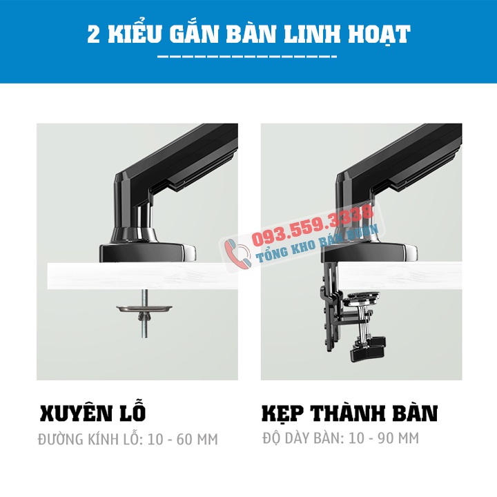 Giá treo / giá đỡ hai màn hình North Bayou NB F160 17– 27 inch - Kẹp Thành Bàn Xoay 360 Độ [ Rẻ Hơn NB H180 ]