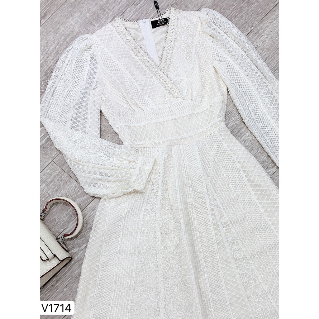 Váy kem ren xòe thiết kế V1714 - DVC Dolce Viva Colection Authentic ( Ảnh mẫu và ảnh trải sàn do shop tự chụp ) | BigBuy360 - bigbuy360.vn