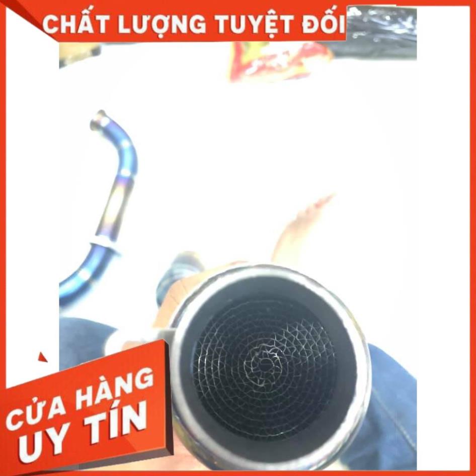Cổ pô titan thật cho r15 mt15 có bầu hơi tổ ong 2 khúc sale