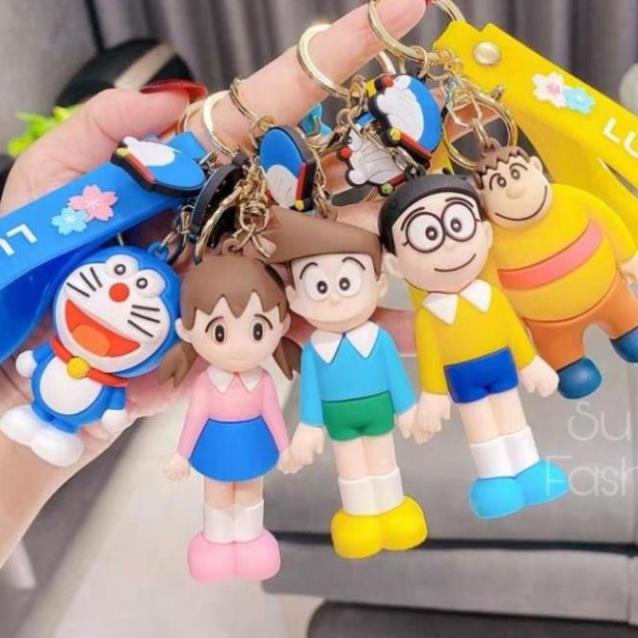 Móc Khoá Hoạt Hình 3D Cao Cấp Doremon Nobita Xuka Xeko Chaien Siêu Xịn Xò
