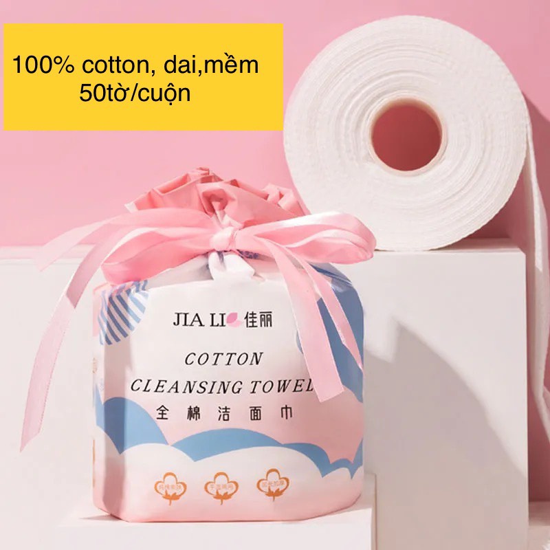 Khăn khô đa năng, dùng 1 lần, khăn vải cotton Jiali lau mặt tẩy trang mềm mại loại bản to | BigBuy360 - bigbuy360.vn
