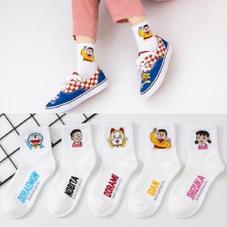 Tất Cotton Nữ Thoáng Khí In Hình Doraemon Dễ Thương