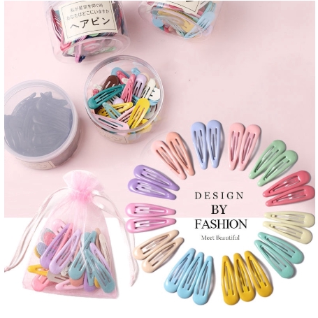 Bộ 10 / 20 / 30 / 40 Kẹp Tóc Hình Giọt Nước Dễ Thương Nhiều Màu