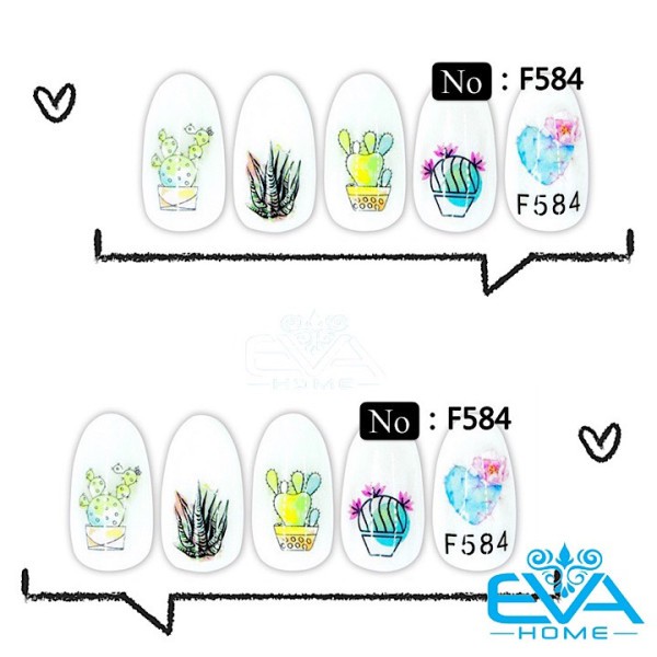 Miếng Dán Móng Tay 3D Nail Sticker Tráng Trí Hoạ Tiết Cây Xương Rồng F584