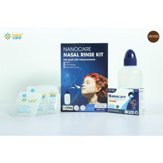 Bình rửa mũi cho trẻ em và người lớn NANOCARE TẶNG 20 GÓI MUỐI